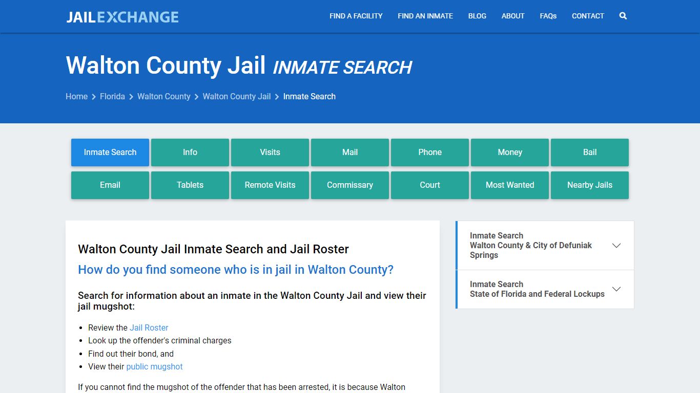 Inmate Search: Roster & Mugshots - Walton County Jail, FL - Jail Exchange